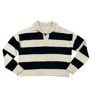 Princess Polly Striped Beige and Black Cropped Sweater